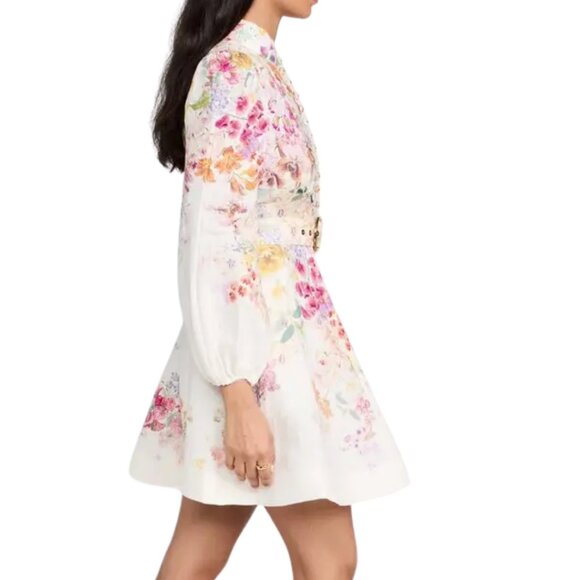 Zimmermann Natura Buttoned Mini Dress – Kaleidoscope Garden Floral – AU 1 / US 6 - Picture 3 of 9